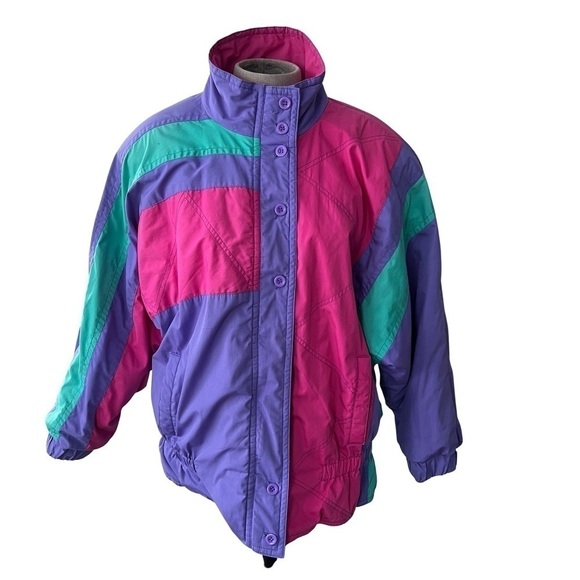 Vintage 80s 90s Oversized Pastel Colour Block Winter Ski Jacket Size XXLarge - Picture 1 of 12